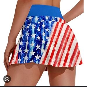 Pinspark Patriotic American Flag Pickelball Activewear Skort